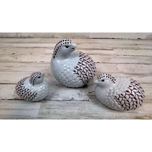 Vintage Ceramic Quail Bird Figurines Set of 3 Wildwood Imports White Red Cottage